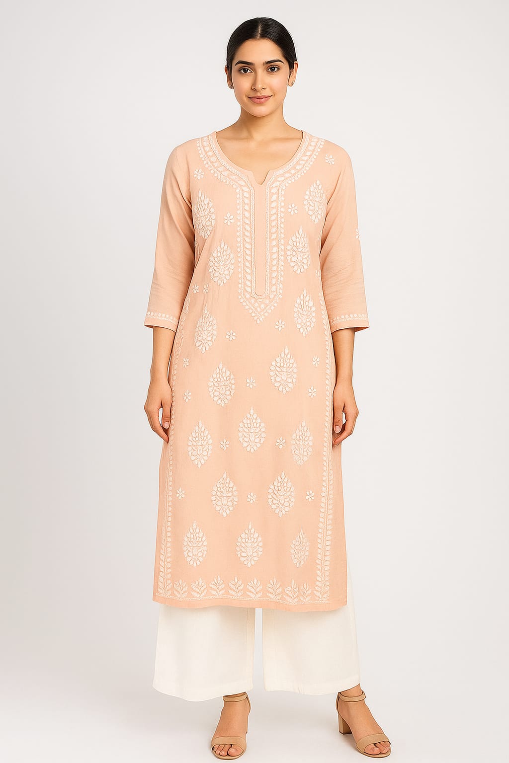 Lakhnavi Kurti - Peach