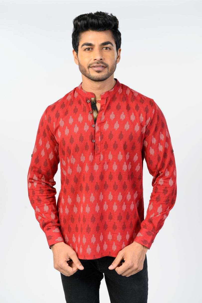 Bold red kurta shirt for men