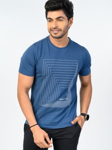 Men’s Navy Blue Geometric T-Shirt