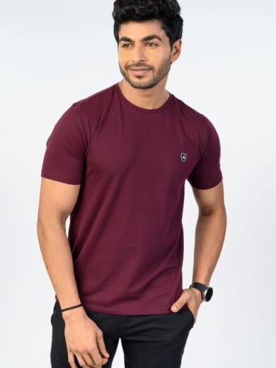 Men’s Maroon Solid T-Shirt