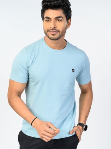 Men’s Sky Blue Solid T-Shirt