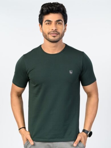 Men’s Dark Green Solid T-Shirt