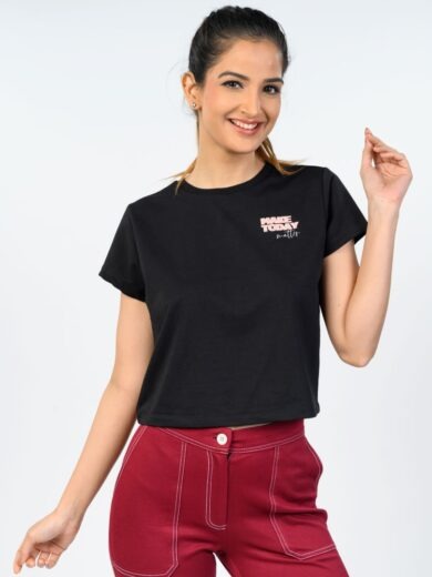 Black crop top for women