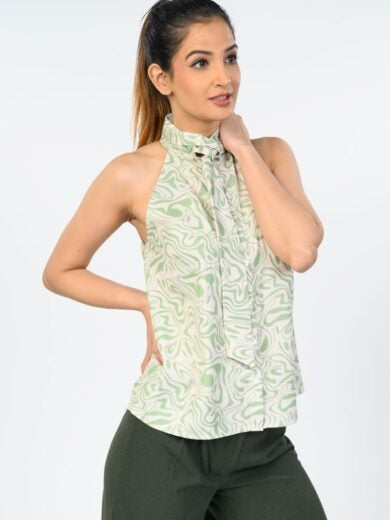 Sleeveless high-neck top