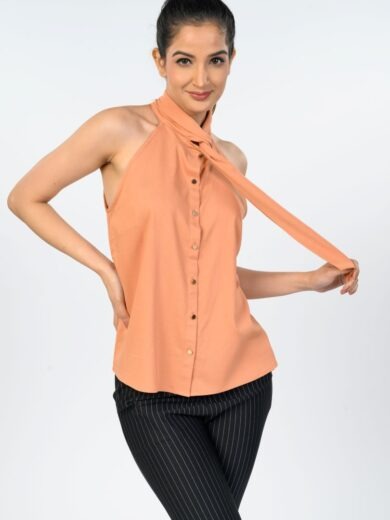 Stylish sleeveless halter-neck top